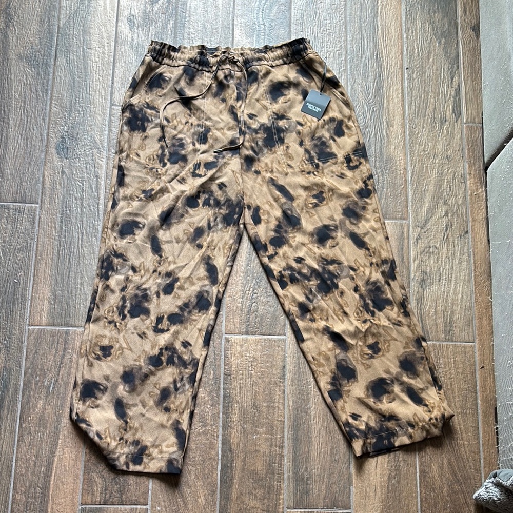 Relaxed Tie-Dye Wide Leg Pants - Brown/Black XL